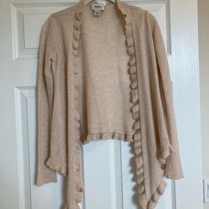 Neuman Marcus cashmere open front ruffle sweater